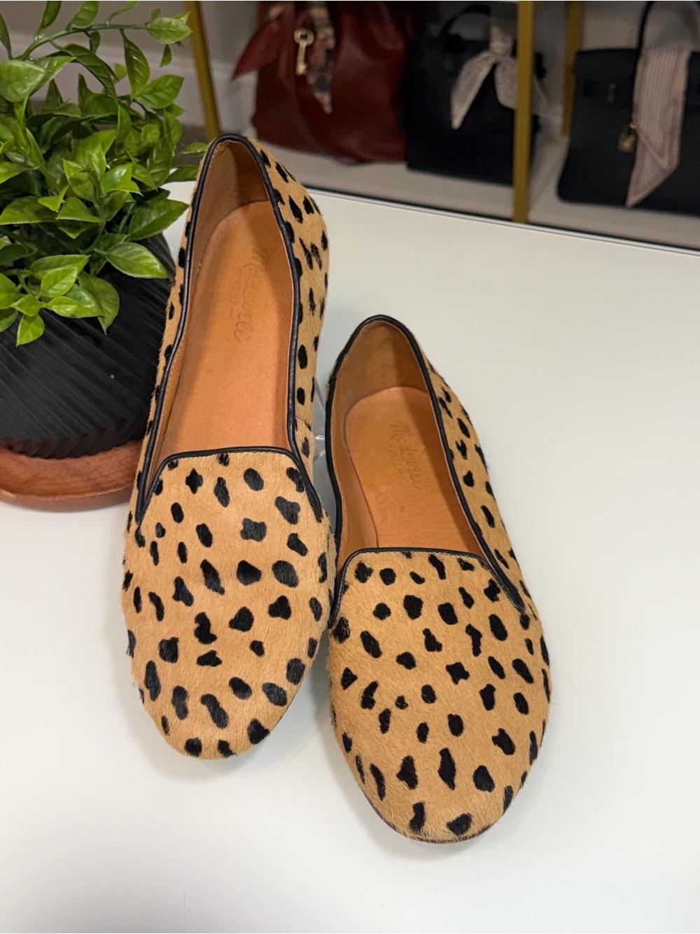Madewell Women’s Leopard-Print Slip-On Loafers - Tan & Black Size 9.5